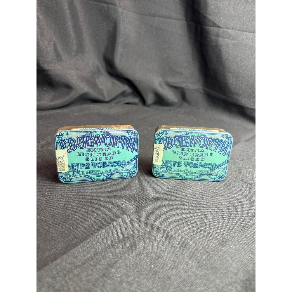 Vintage Edgeworth Extra High Grade Sliced Pipe Tobacco Tins Larus & Bro Set of 2
